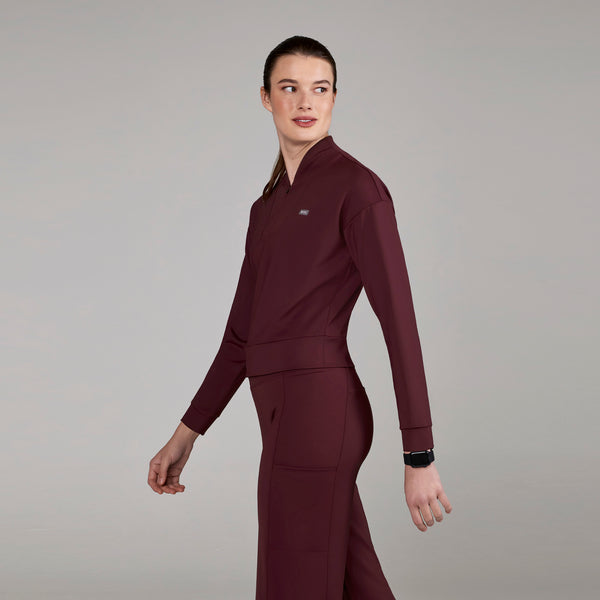 women's Burgundy Kenora FORMx - Mock Neck Longsleeve Scrub Top