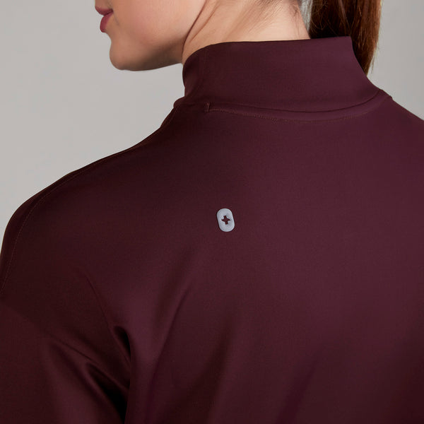 women's Burgundy Kenora FORMx - Mock Neck Longsleeve Scrub Top