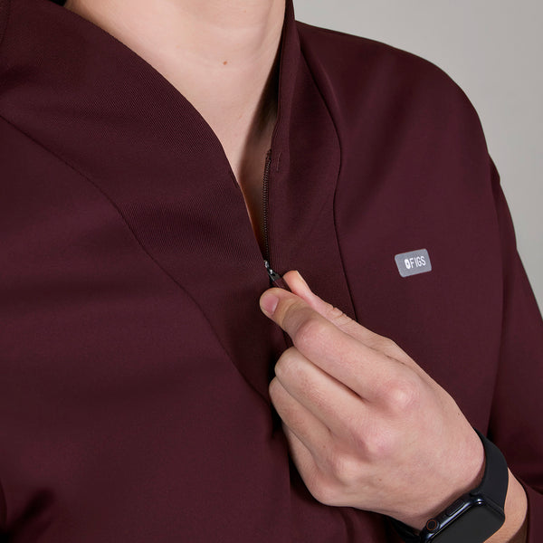 women's Burgundy Kenora FORMx - Mock Neck Longsleeve Scrub Top