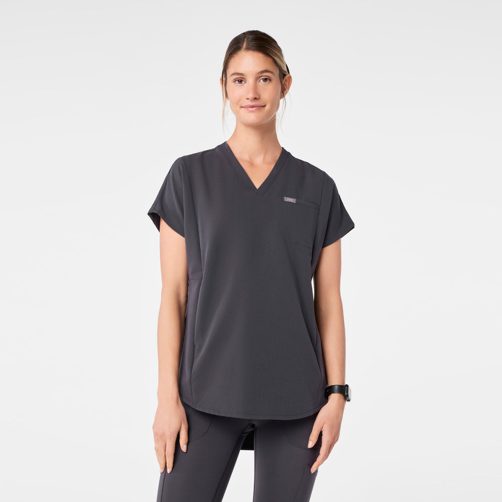 women's Charcoal Addison Oversized Tunic- Scrub Top