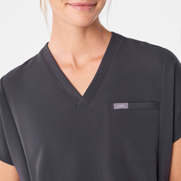 women's Charcoal Addison Oversized Tunic- Scrub Top