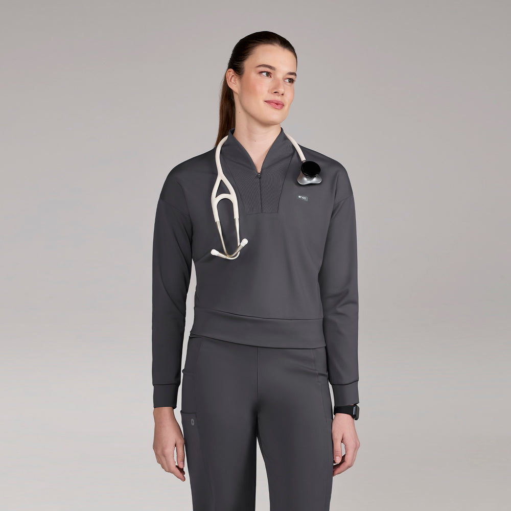 women's Charcoal Kenora FORMx - Mock Neck Longsleeve Scrub Top