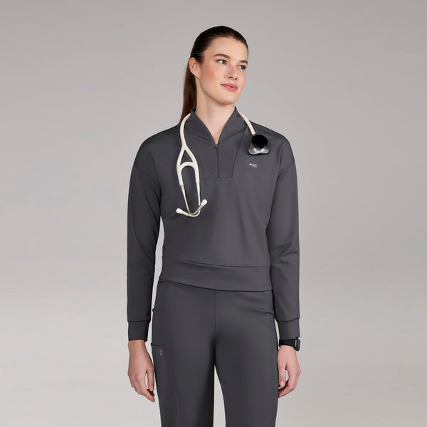 women's Charcoal Kenora FORMx - Mock Neck Longsleeve Scrub Top