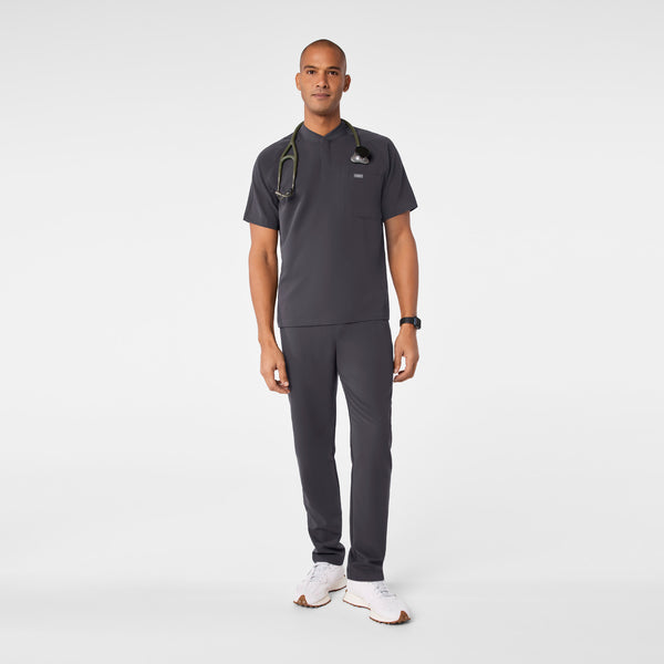 men's Charcoal Stratton Henley - Shortsleeve Scrub Top