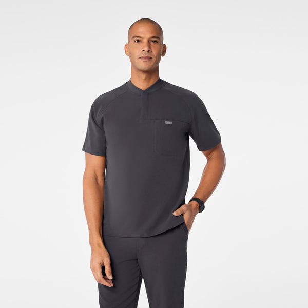 men's Charcoal Stratton Henley - Shortsleeve Scrub Top