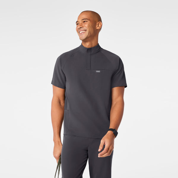 men's Charcoal Timmons - Mock Neck ¼ Zip Scrub Top