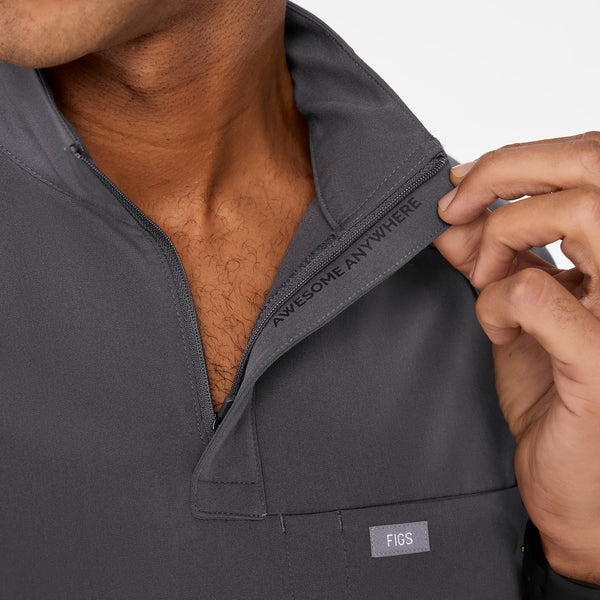 men's Charcoal Timmons - Mock Neck ¼ Zip Scrub Top