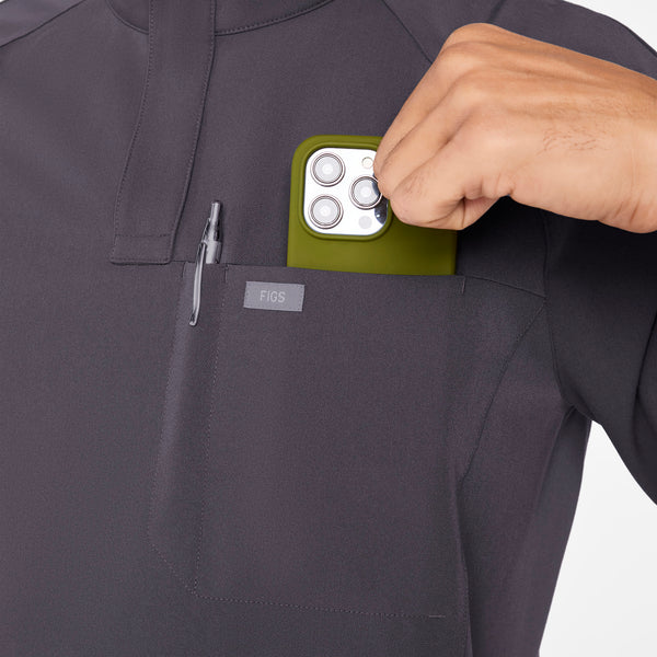 men's Charcoal Timmons - Mock Neck ¼ Zip Scrub Top