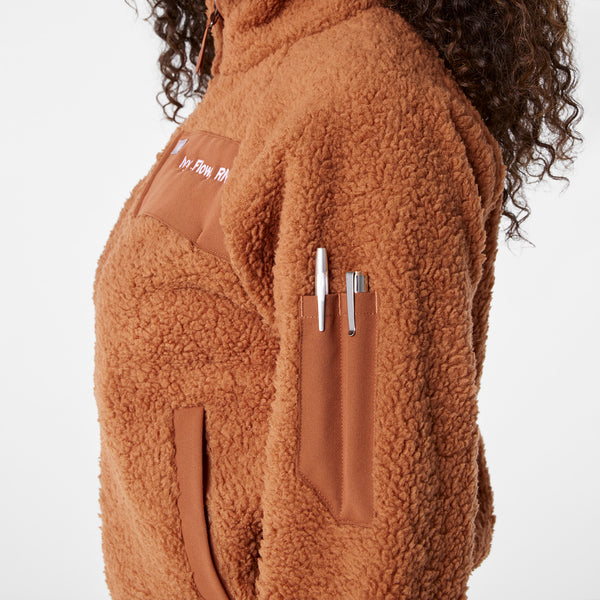 Women's Mocha High-Pile - Bomber Jacket