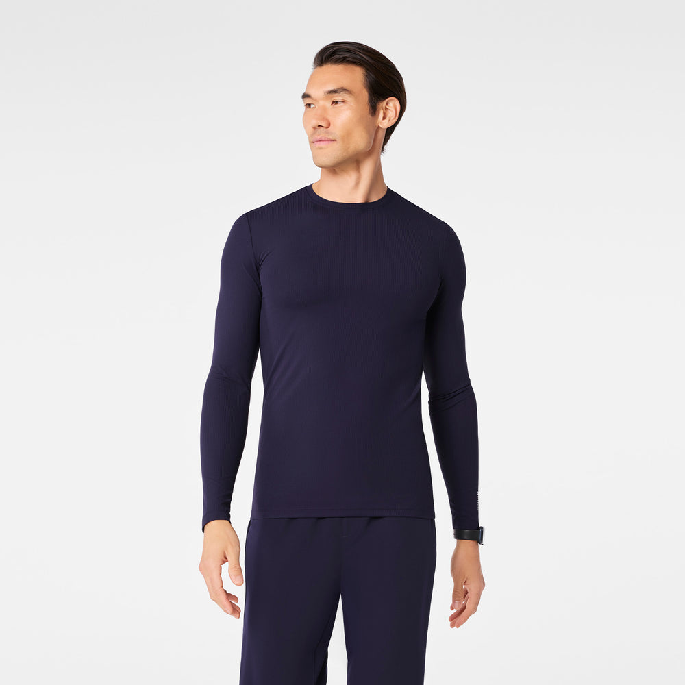 men's Navy Ribbed - Longsleeve Underscrub