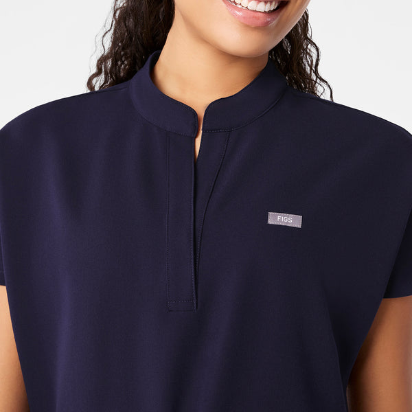 women's Navy Soria - Henley Tunic Scrub Top