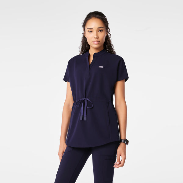 women's Navy Soria - Henley Tunic Scrub Top