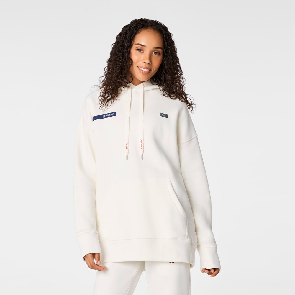 women's Off White FIGS x Team USA Oversized Hoodie Sweatshirt