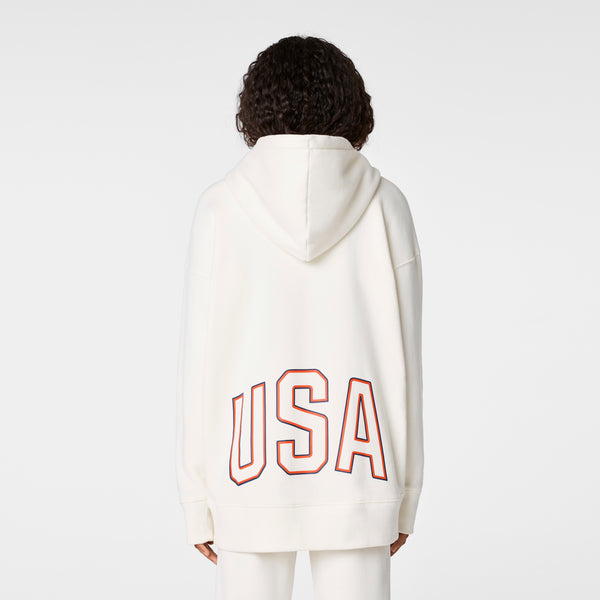 women's Off White FIGS x Team USA Oversized Hoodie Sweatshirt