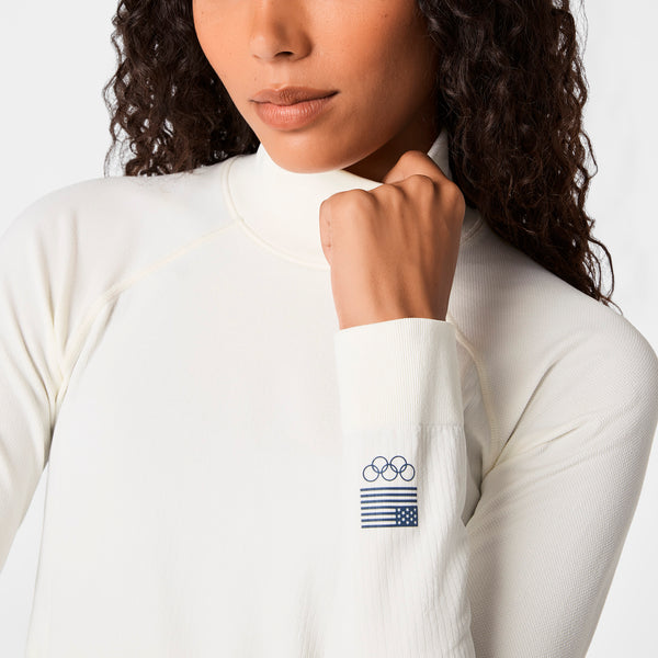 women's Off White FIGS x Team USA Mock Neck - Longsleeve Underscrub