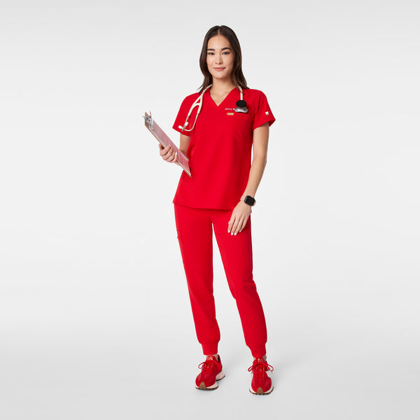 women's Lunar New Year Pop Red Catarina - One-Pocket Scrub Top™