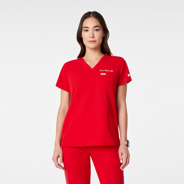 women's Lunar New Year Pop Red Catarina - One-Pocket Scrub Top™