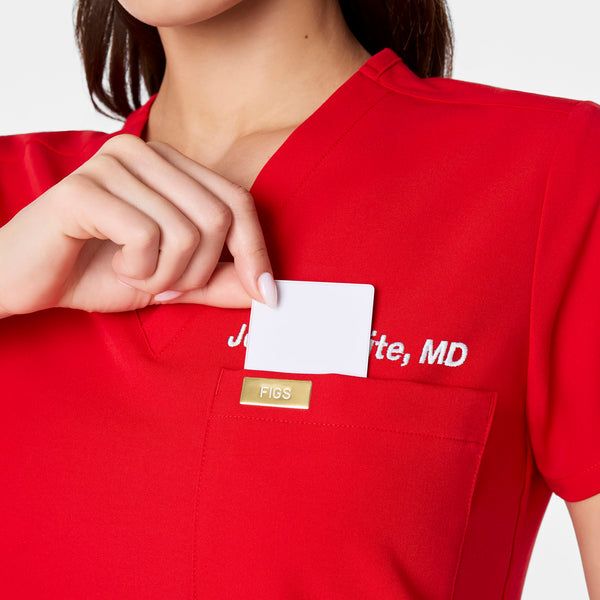 women's Lunar New Year Pop Red Catarina - One-Pocket Scrub Top™