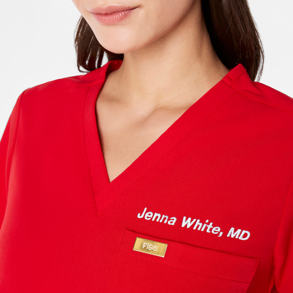 women's Lunar New Year Pop Red Catarina - One-Pocket Scrub Top™