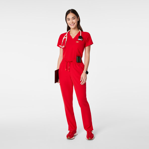 women's Lunar New Year Pop Red Dowa High-Rise Straight-Leg - Scrub Pant