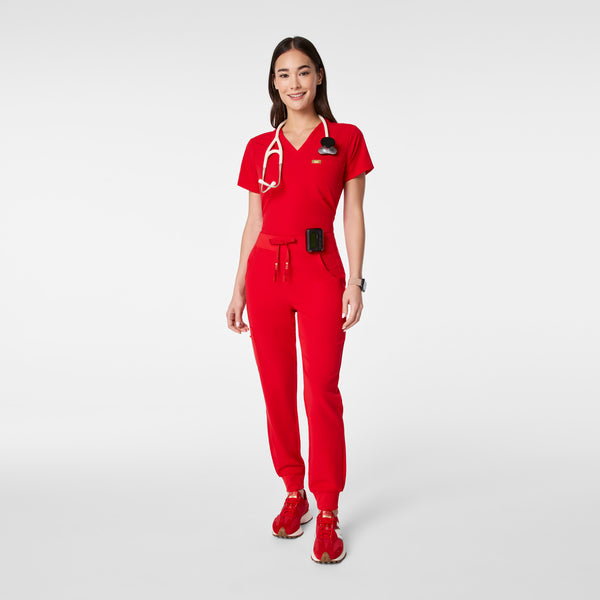 women's Lunar New Year Pop Red High Waisted Zamora - Petite Jogger Scrub Pant™