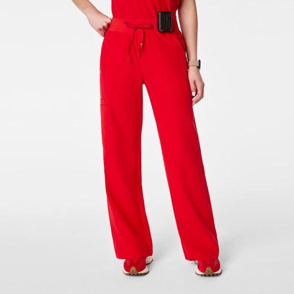Women's Lunar New Year Pop Red Isabel High-Rise Wide-Leg - Petite Scrub Pant