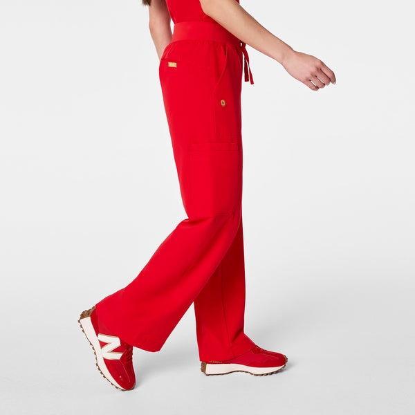 Women's Lunar New Year Pop Red Isabel High-Rise Wide-Leg - Petite Scrub Pant
