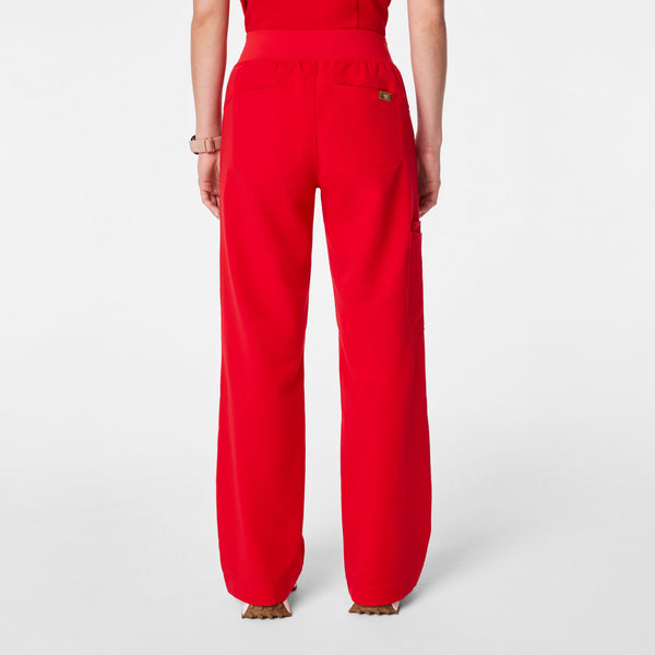 Women's Lunar New Year Pop Red Isabel High-Rise Wide-Leg - Petite Scrub Pant