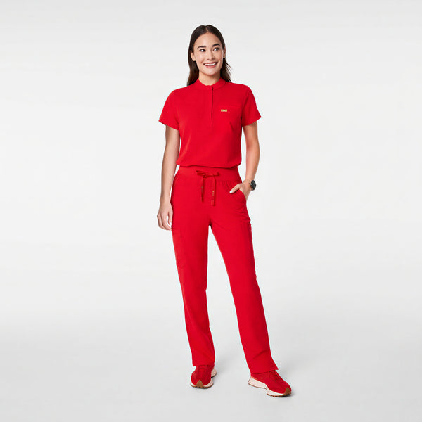 Women's Lunar New Year Pop Red Montex Relaxed Scrub Top