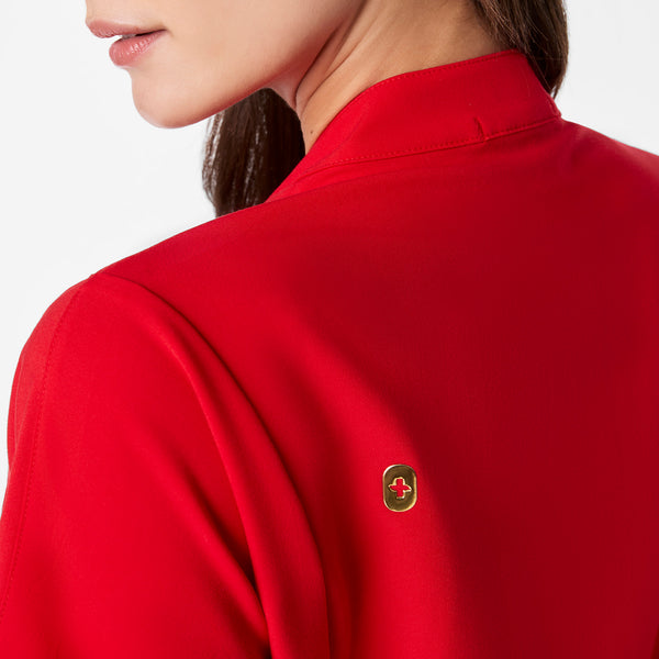 women's Lunar New Year Pop Red Montex - Mock Neck Scrub Top