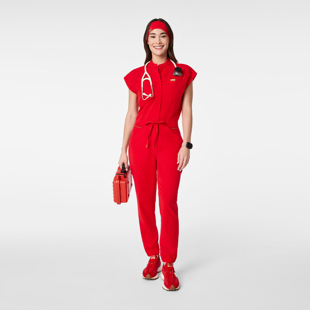 women's Lunar New Year Pop Red Rafaela Cargo - ScrubJumpsuit™