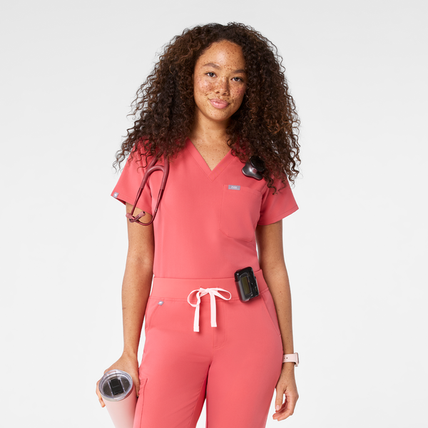 women's Pulmonary Pink Catarina Petite - One-Pocket Scrub Top™