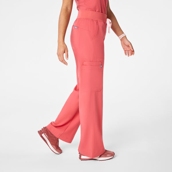 women's Pulmonary Pink High Waisted Isabel Wide Leg - Petite Scrub Pant