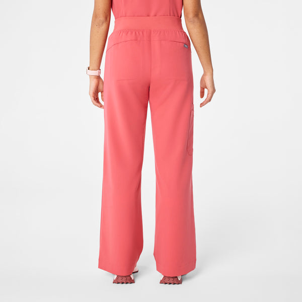 women's Pulmonary Pink High Waisted Isabel Wide Leg - Petite Scrub Pant