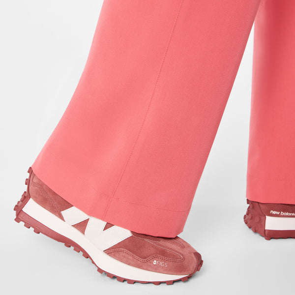 women's Pulmonary Pink High Waisted Isabel Wide Leg - Petite Scrub Pant