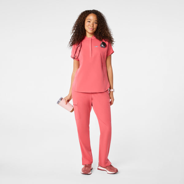 women's Pulmonary Pink Montex - Mock Neck Scrub Top