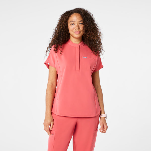women's Pulmonary Pink Montex - Mock Neck Scrub Top
