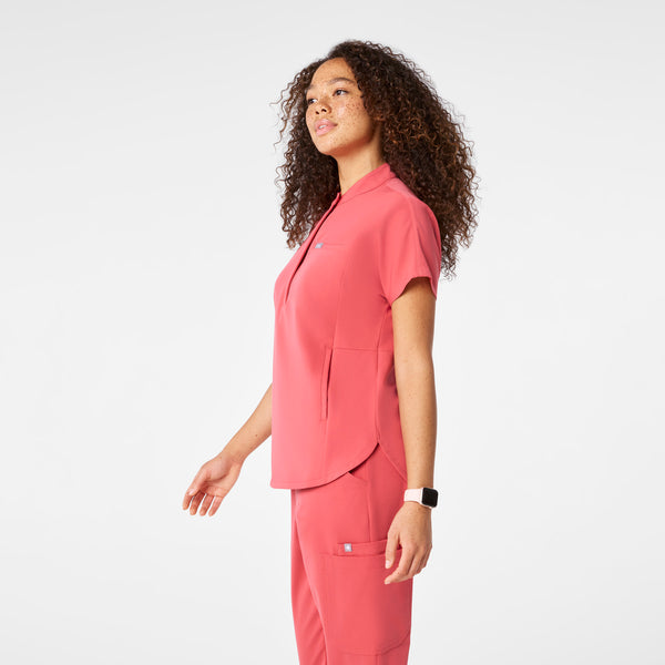 women's Pulmonary Pink Montex - Mock Neck Scrub Top