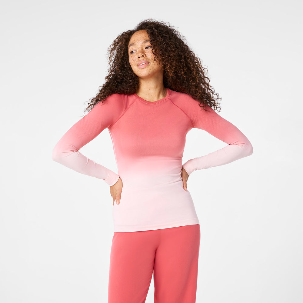 women's Pulmonary Pink Salta Seamless - Longsleeve Underscrub