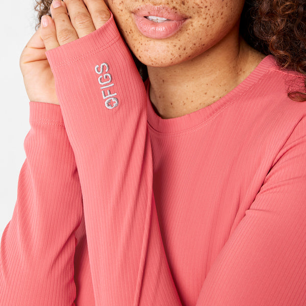 women's Pulmonary Pink Ribbed - Longsleeve Underscrub