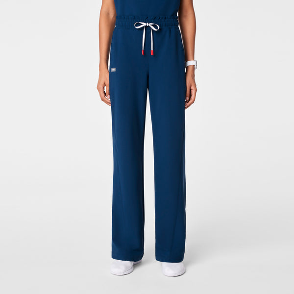 women's Team USA Blue FIGS x Team USA High Waisted FIBREx Wide Leg - Tall Scrub Pant