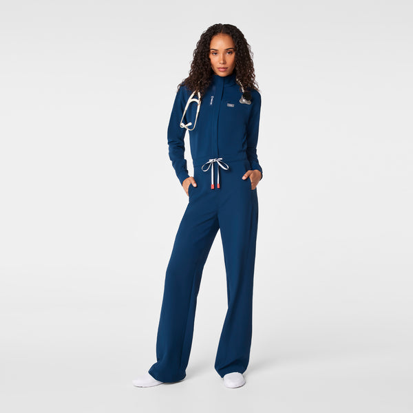 women's Team USA Blue FIGS x Team USA FIBREx Mock Neck Wide Leg - Tall Longsleeve ScrubJumpsuit™