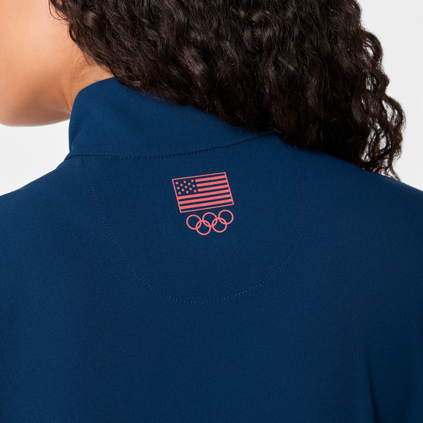 women's Team USA Blue FIGS x Team USA FIBREx Mock Neck Wide Leg - Longsleeve ScrubJumpsuit™