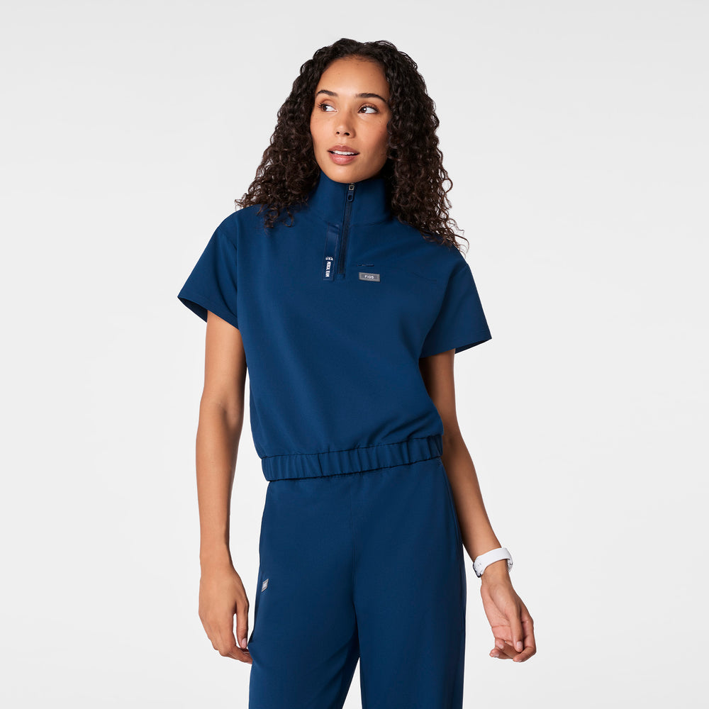 women's Team USA Blue FIGS x Team USA FIBREx Mock Neck - Scrub Top