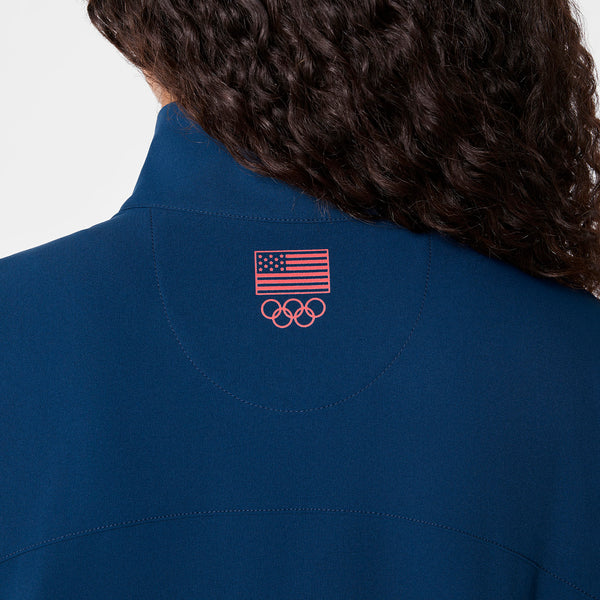 women's Team USA Blue FIGS x Team USA FIBREx Mock Neck - Scrub Top