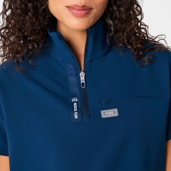 women's Team USA Blue FIGS x Team USA FIBREx Mock Neck - Scrub Top