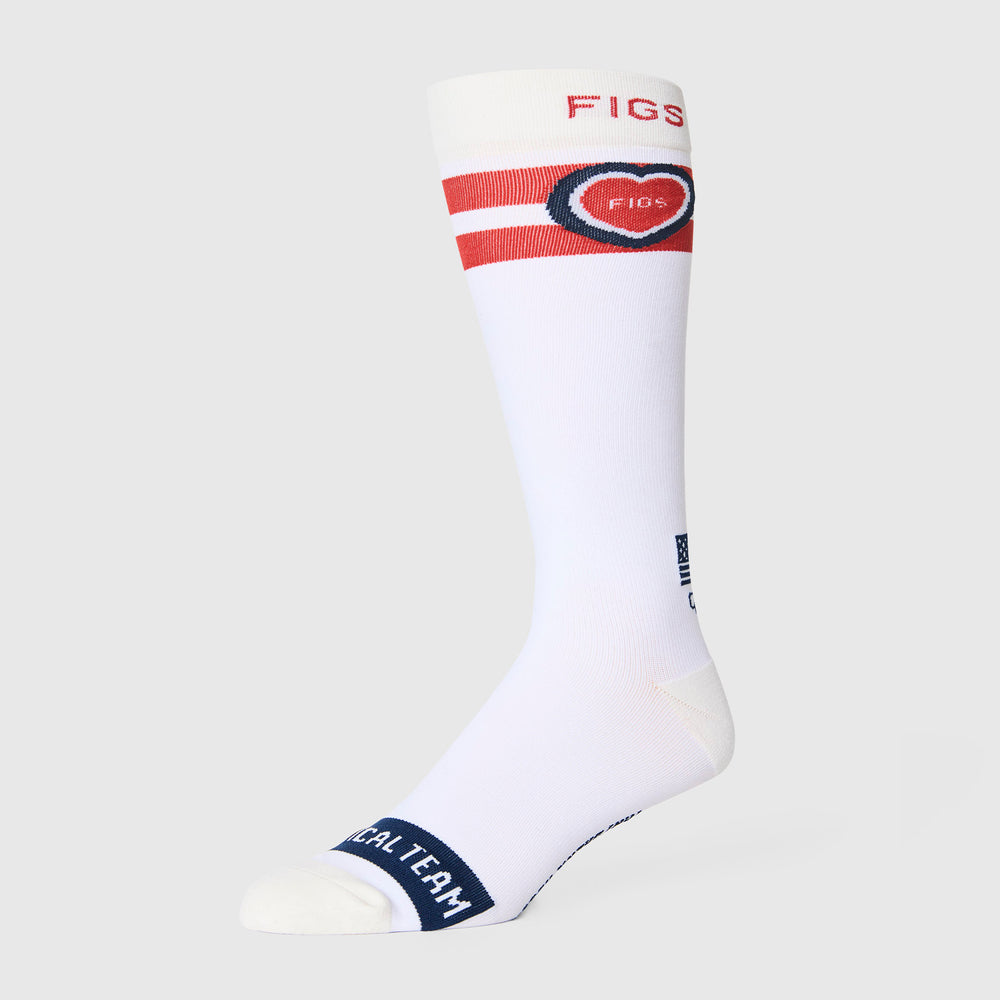 unisex Optic White FIGS x Team USA Heart - Compression Socks