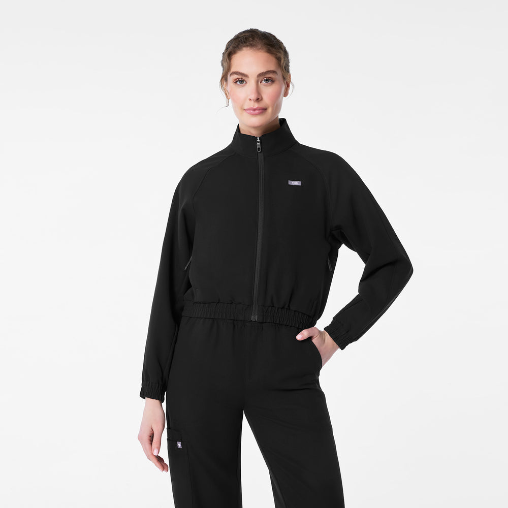 women's Black Cropped Sydney - Scrub Jacket