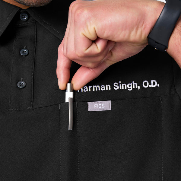 men's Black Eugene Polo - Scrub Top
