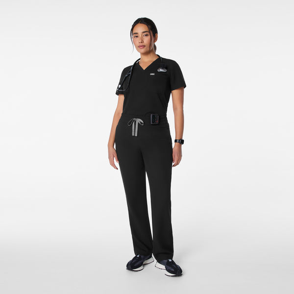 women's Black High Waisted Salida Straight Leg - Petite Scrub Pant